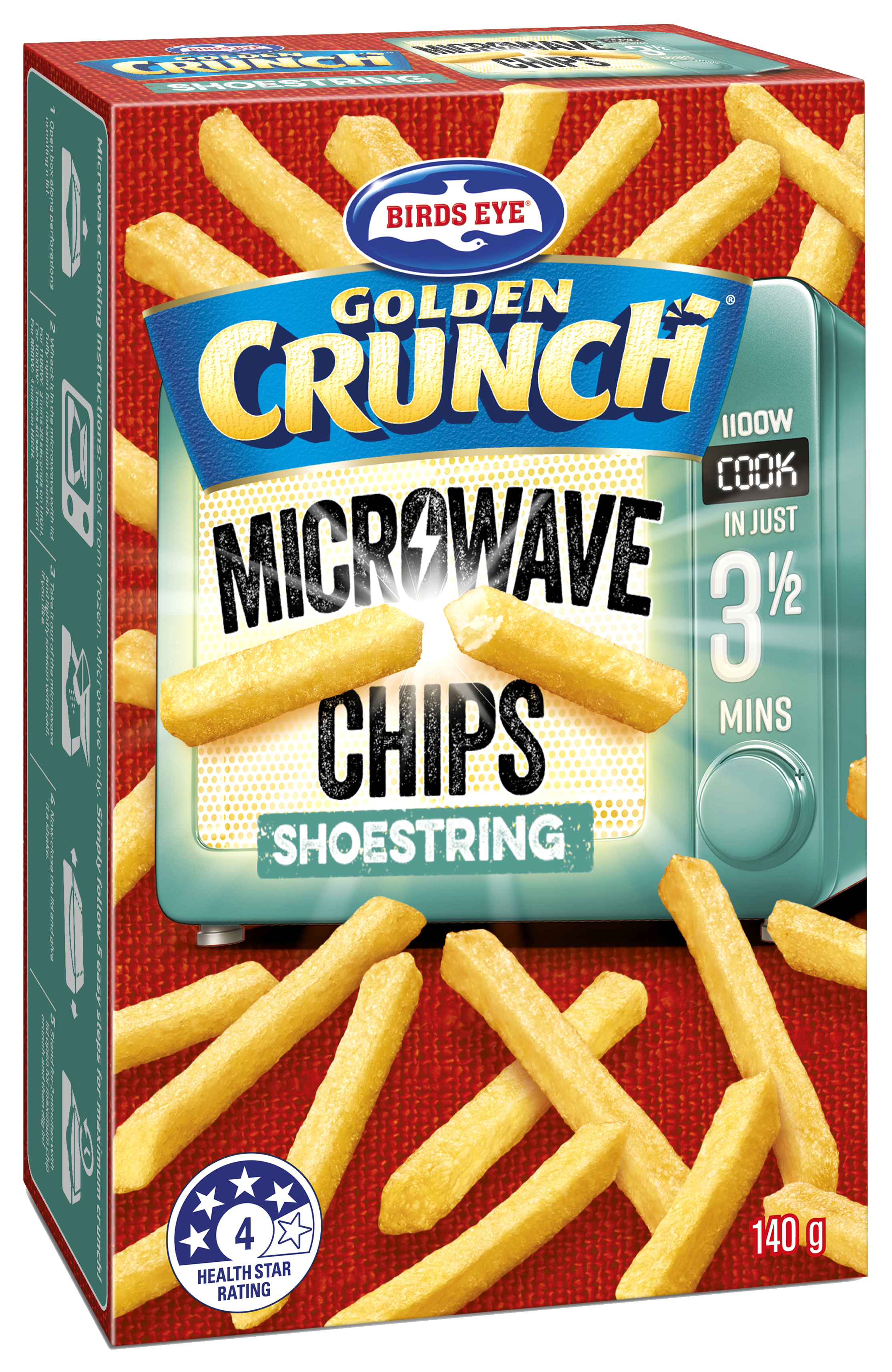 Golden Crunch Microwave Chips Shoestring 140g | Potato Snacks | Frozen